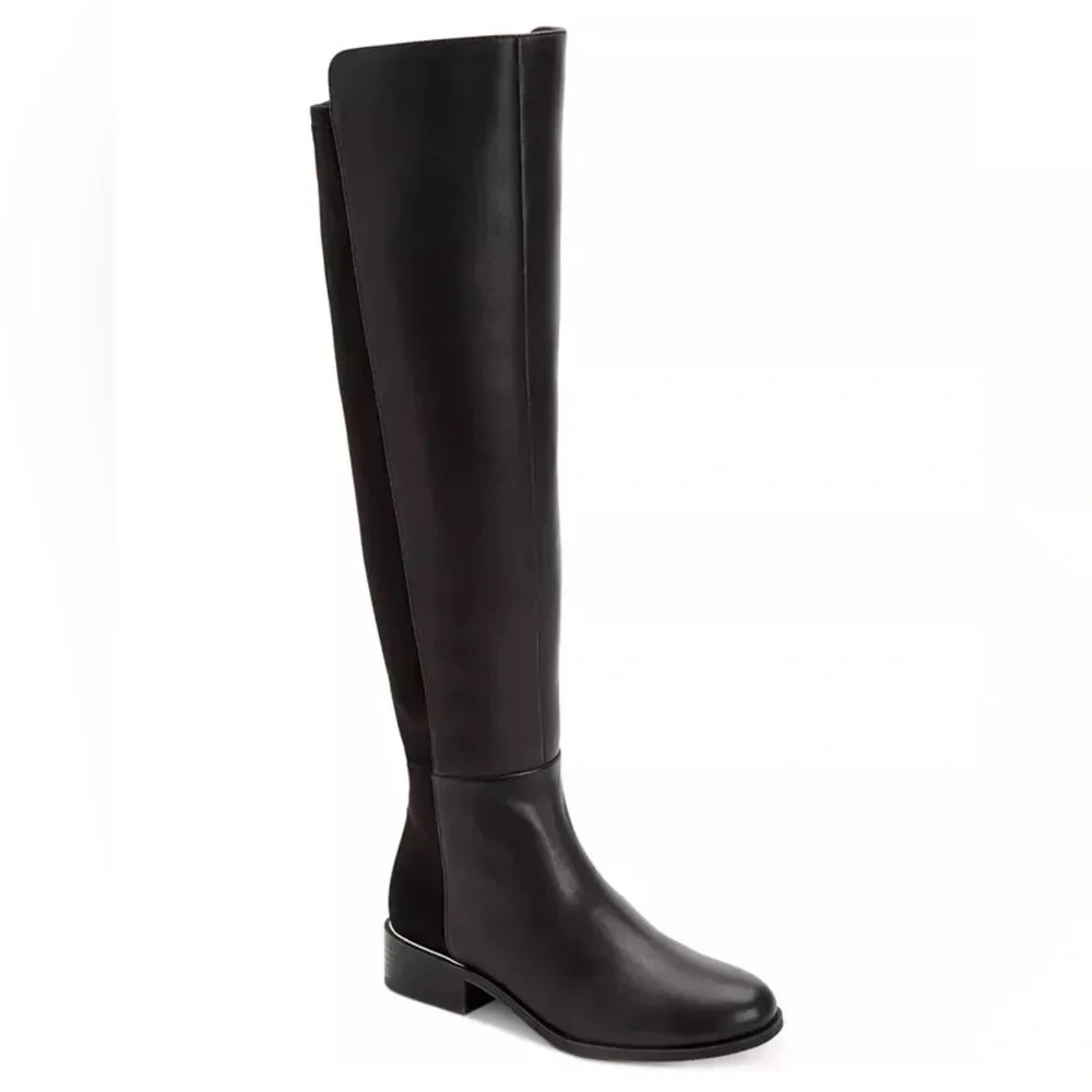 Alfani Ludlowe Black Leather Over-The-Knee Boots, Size 5.5, NEW in Box